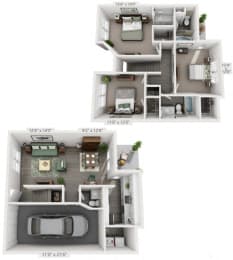 3 Bedroom Floor Plan | Ashford Green Apartment Homes Charlotte NC