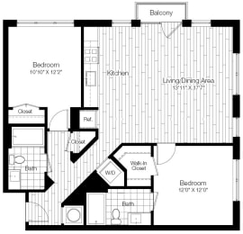  Floor Plan 2 Bed/2 Bath-2B