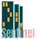 a green building with yellow and pink windows and the word sentinel on a black background