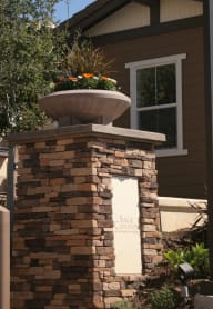 the facade of the building is lit up at night