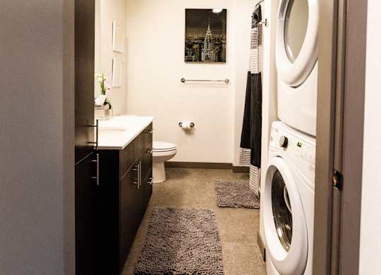 Seattle Apartments - Icon Apartments - Laundry and Bathroom at Icon Apartments, Seattle