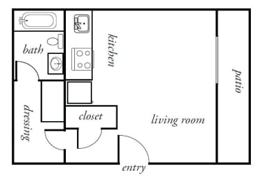 studio floor plan at julieann apartments in portland, oregon