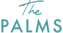 a blue logo with the words the palms on it