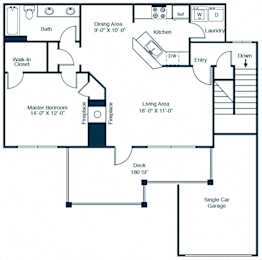 Elan at Mallard Creek A2 Floor Plan 1 Bedroom 1 Bath