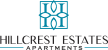 a logo for the hill crest estates apartments