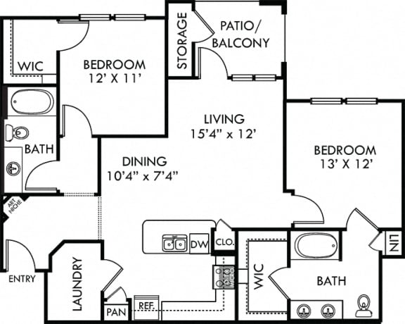 Medina. 2 bedroom apartment. Kitchen with island open to living/dinning rooms. 2 full bathrooms, double vanity in master. Walk-in closets. Patio/balcony.
