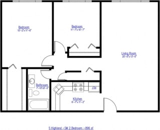 2 bed 1 bath Floor Plan at Five High, West Hartford, 06119