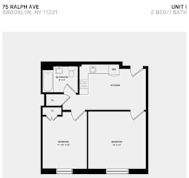  Floor Plan I Line 2 Bed 1 Bath