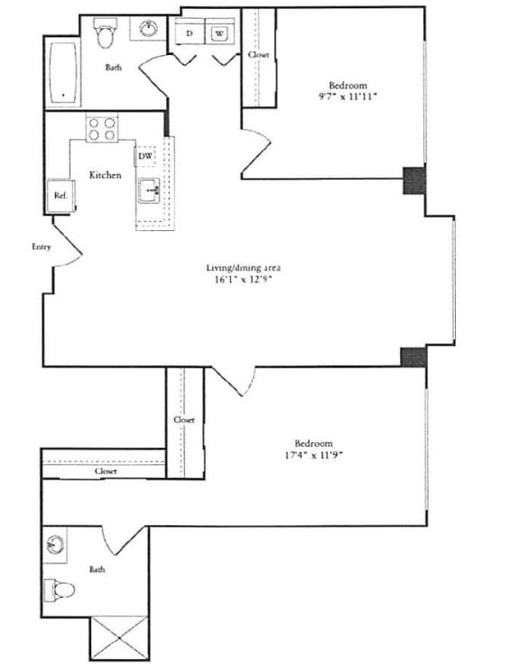 2 bedroom luxury apartment floor plans in Cambridge MA Aristocrat