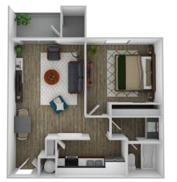 1 bedroom 1 bath floor plan at Summers Point Apartments, Glendale