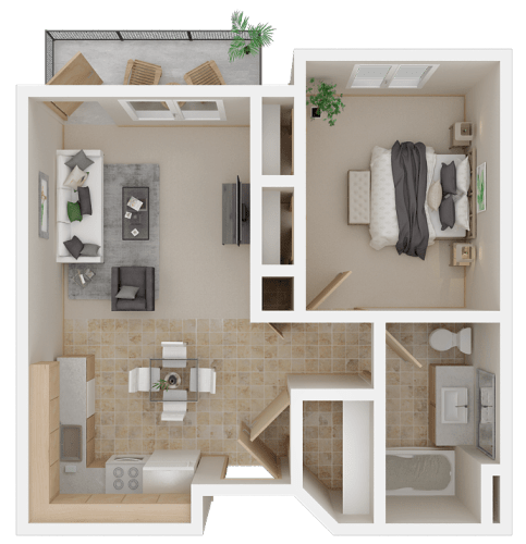 Floor Plan  1 Bed 1 Bath Floor Plan at VINTAGE AT BELLINGHAM, Bellingham, 98226
