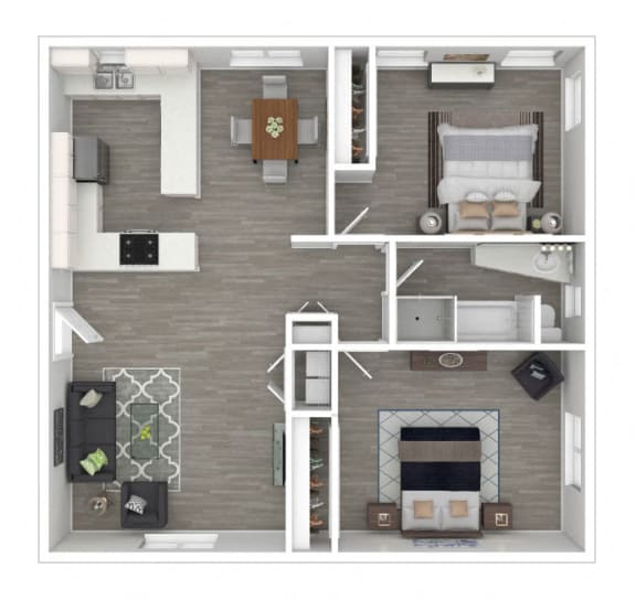 Sunset Barrington Gardens 2BR 1BA floor plan  at Sunset Barrington Gardens, California, 90049