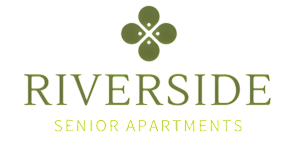 The image is a logo for Riverside Senior Apartments.