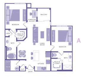 2 Bedroom 2 Bath Plan A at City View, Orlando, 32805