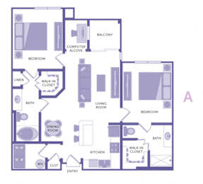 2 Bedroom 2 Bath Plan A at City View, Orlando, FL