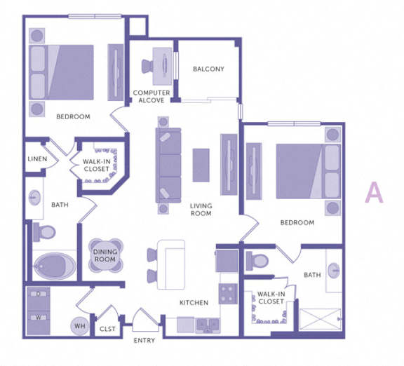 2 Bedroom 2 Bath Plan A at City View, Orlando, FL