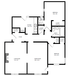  Floor Plan 2 BEDROOM  1.5 BATH