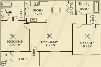  Floor Plan 2 Bedroom