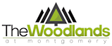 The logo for The Woodlands at Montgomery features a green triangle above the name.