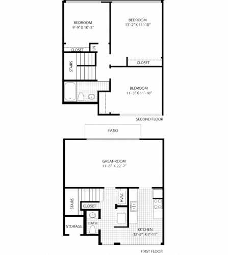 Floor Plan  3 Bedroom Classic Townhome