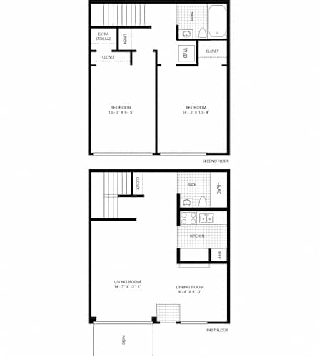 Floor Plan  2 Bedroom Classic Townhome