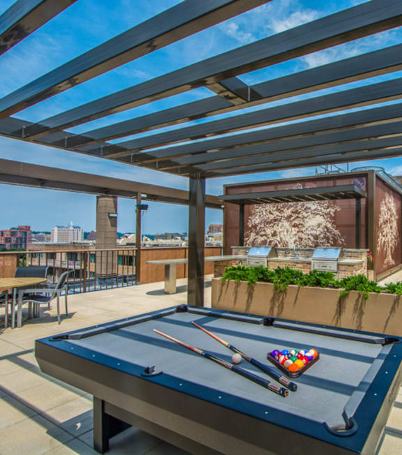 Crystal House Apartments in Arlington, Virginia Rooftop Patio with Pool Table