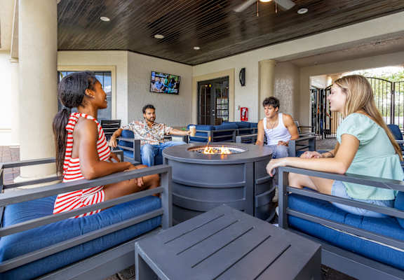 Patio with firepit at Portofino Cove, Fort Myers, FL