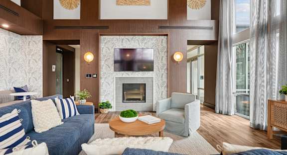 Lounge with TV and Fireplace