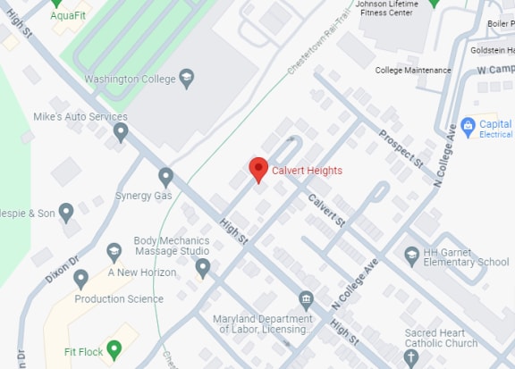 a map showing the location of cortex heights with a red dot on it