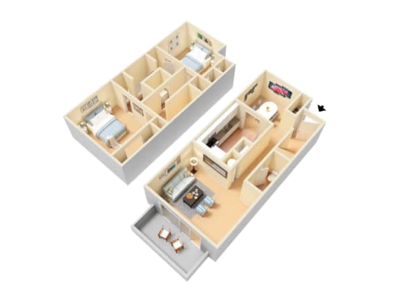 Durant Floor Plan at Clarion Crossing Apartments, PRG Real Estate Management, Raleigh, 27606
