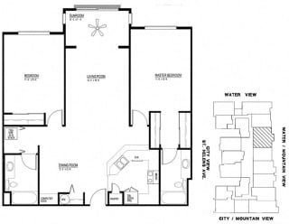 The Metropolitan Apartments 2x2 106-406 Floor Plan