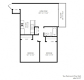 2 bedroom floor plan | 686 Sq. Ft. at Duet on Wilcox, Los Angeles, 90028