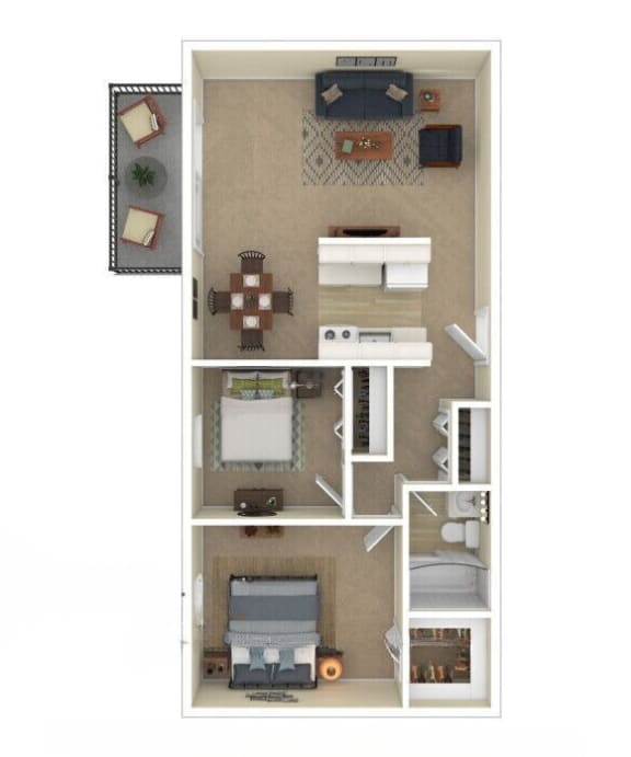 a floor plan of a house with a bedroom and a living room