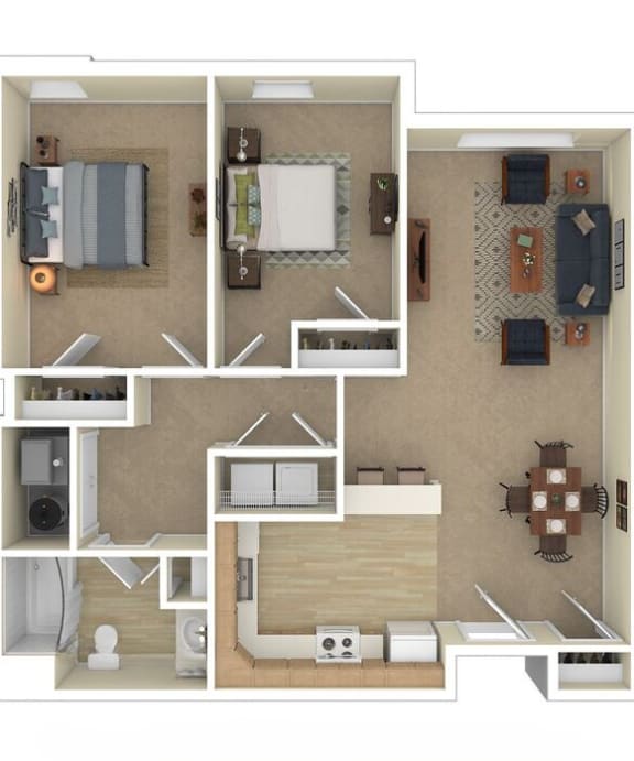 a bedroom floor plan with a living room and a dining room