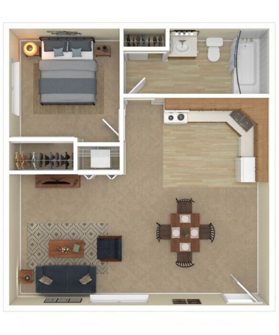 a bedroom floor plan with a living room and a dining room