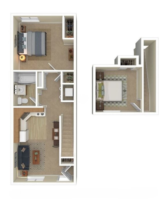 a difference between a studio and a 1 bedroom floor plan