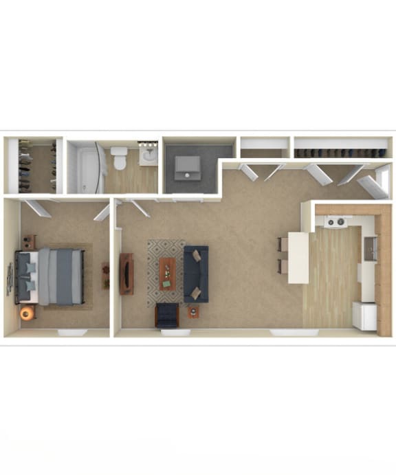 a bedroom floor plan with furniture and a closet