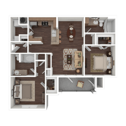 2 bedroom 2 bath Floor Plan