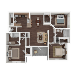 3 bedroom 2 bath Floor Plan