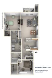 2-Bed/2-Bath, Jonathan Floor Plan 2-Bed/2-Bath, Jonathan Floor Plan at Towne Lakes Apartments, Wisconsin, 54913