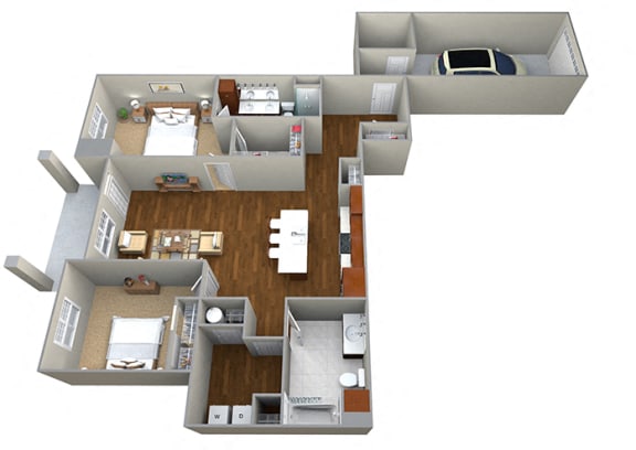 Floor Plan  2 Bedroom/2 Bath (1258 sf) Floor Plan at Cedar Place Apartments, Cedarburg, WI, 53012