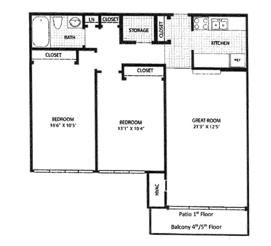Floor Plan  2 Bedroom Classic Apartment