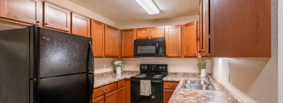 Grand Forks, ND Autumn |A kitchen with black appliances.
