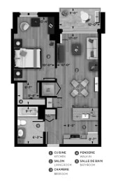 Floor Plan  1 bedroom 1 bathroom apartment floor plan at La Voile Pointe-Claire in Pointe Claire, QC
