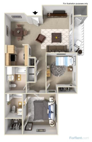 Floor Plan  2x2 Floor Plans available at Forest Creek Apartments | Spokane, WA 99208