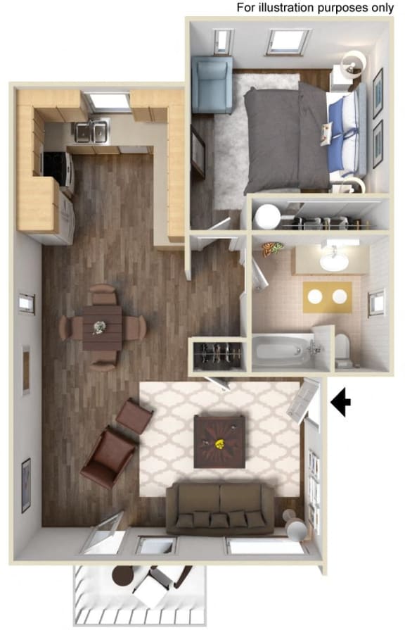 Floor Plan  Lancaster Commons | 1 Bedroom Floor Plan