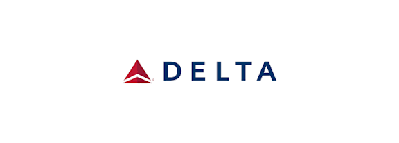 A white background with the word Delta in blue and a red triangle above the letter A.
