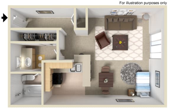 Aurora Floor Plan - Studio, Madison Park Apartment Homes, 92804