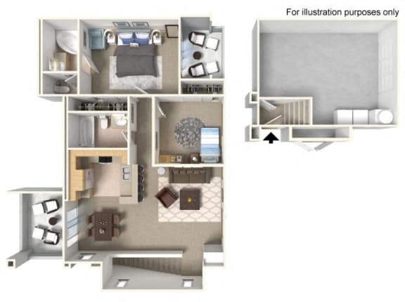 Plan 2C FloorPlan 3D at TERRAZA DEL SOL, California