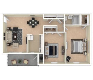 Glen Willow Apartments 2 Bedroom floor plan